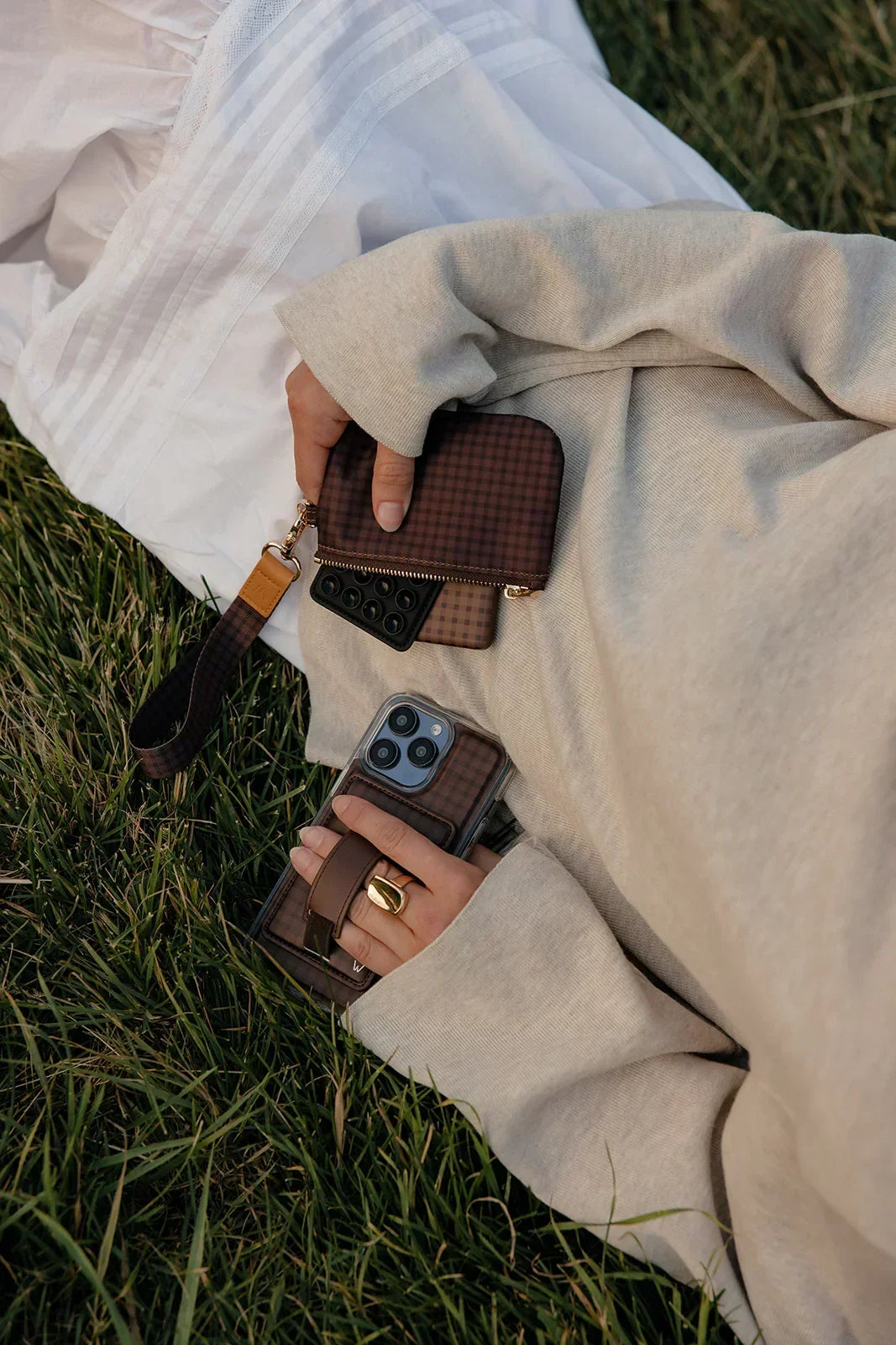 Cafe Gingham Zipper Pouch