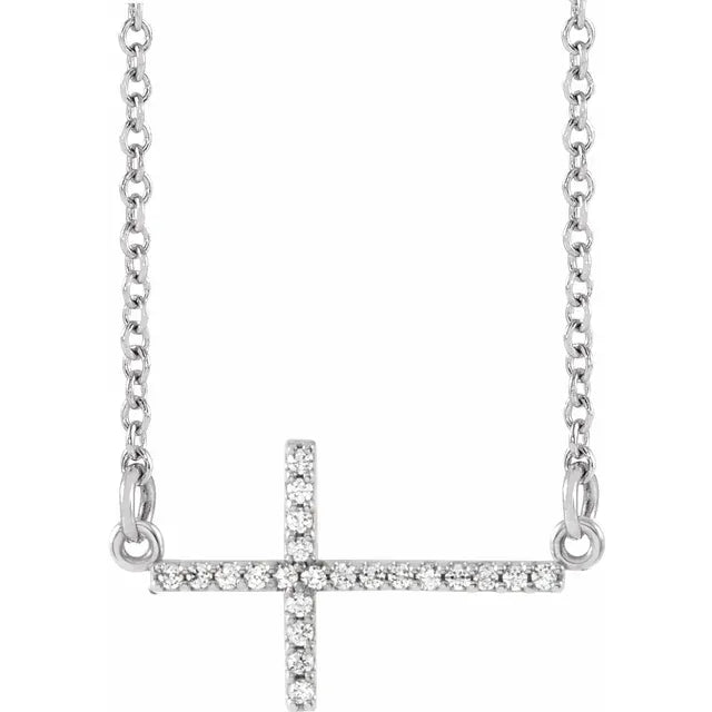 1/10 CTW Diamond Sideways Cross 16-18" Necklace