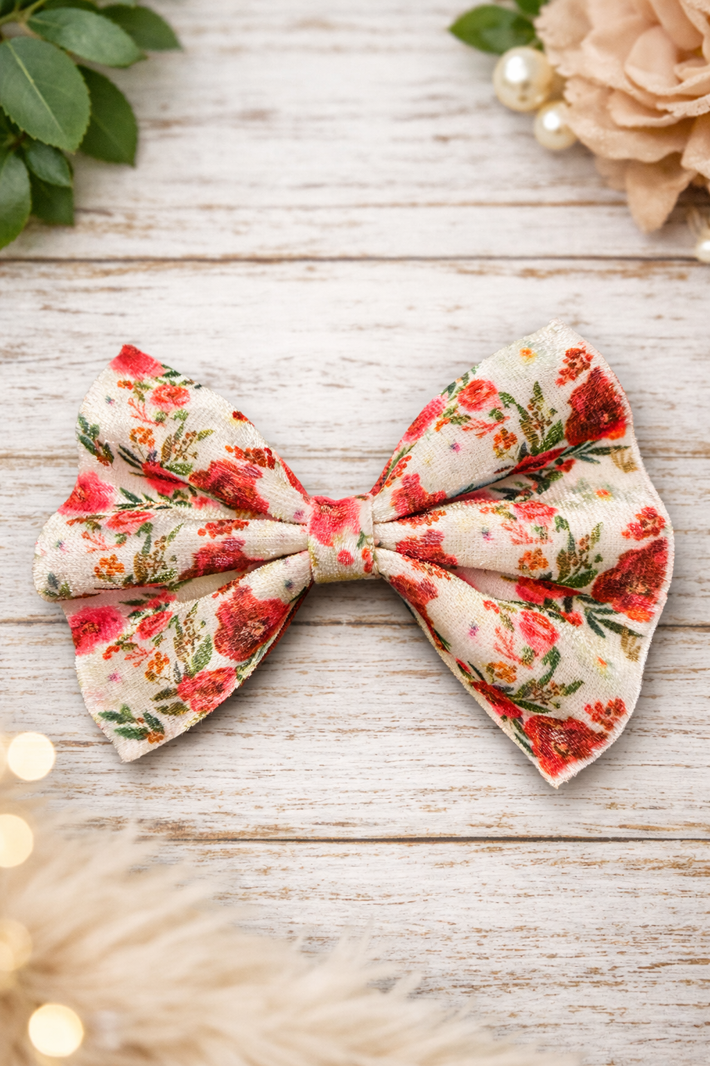 Vintage Rose Floral Hair Bow