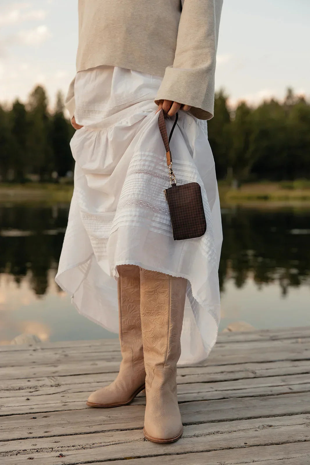 Cafe Gingham Wrist Lanyard