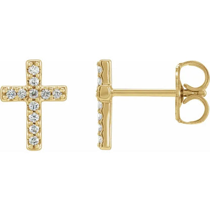 14K White .08 CTW Natural Diamond Cross Earrings