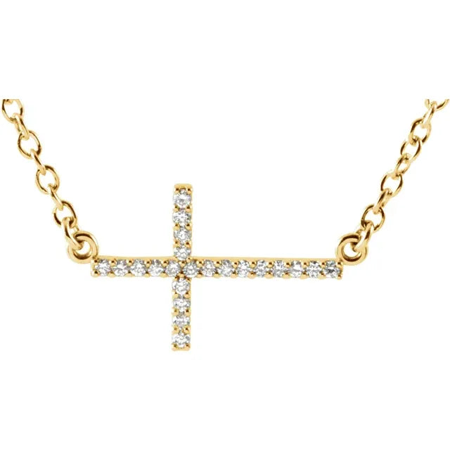 1/10 CTW Diamond Sideways Cross 16-18" Necklace