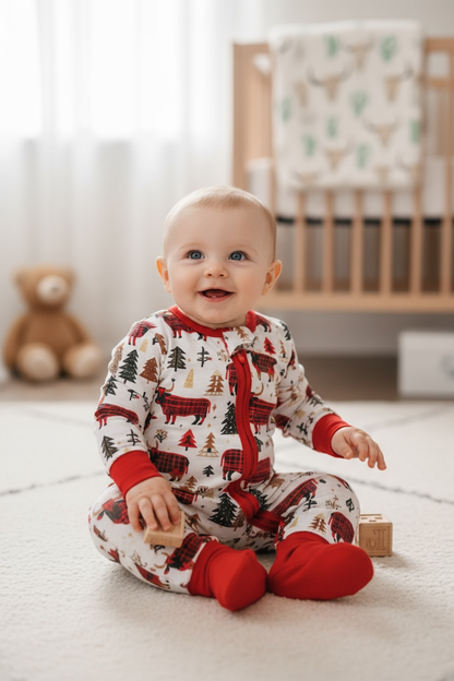 Plaid Bull Printed Baby Bodysuit
