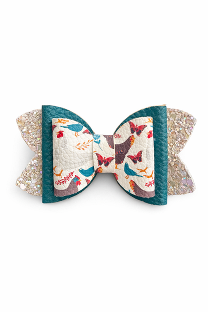 Farmhouse Chicken Bow Hair Clip