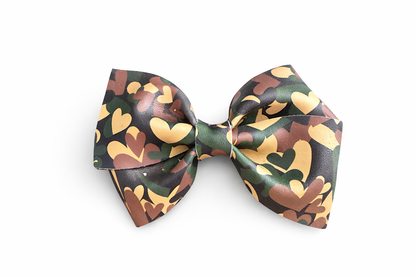 Camo Heart Bow Hair Clip