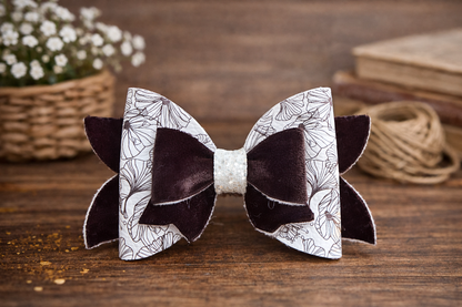 Black Velvet Floral Bow Hair Clip