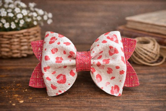 Pink Leopard Bow Hair Clip