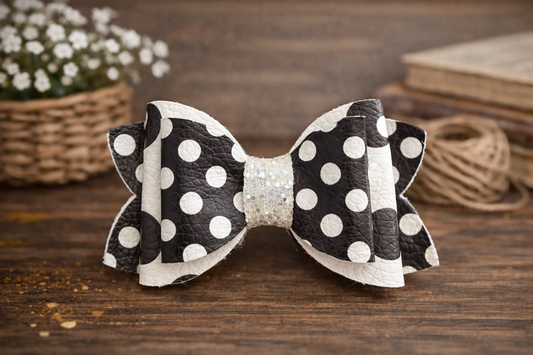 Classic Black Polka Dot Bow Hair Clip