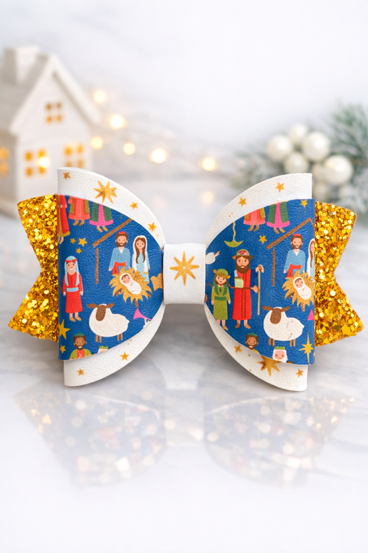 Nativity Star Glitter Bow