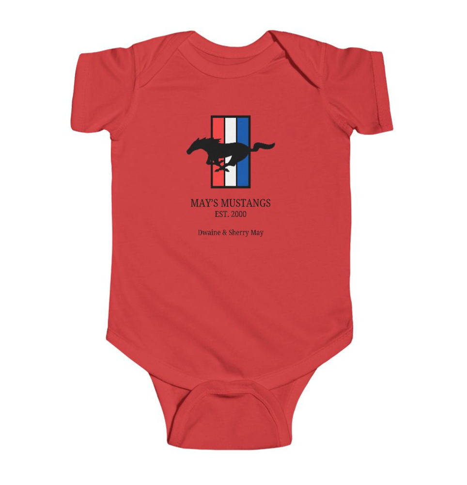 May's Mustangs Baby Bodysuit