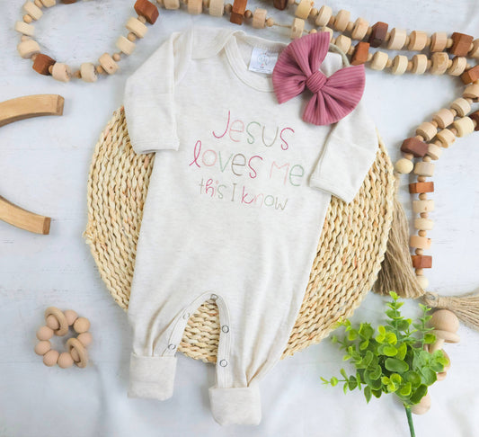 Baby Romper | Baby Girl Outfit - Jesus Loves Me