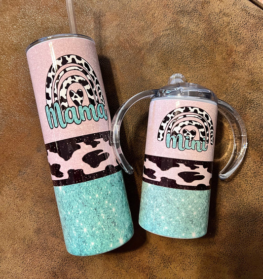 Mama and Mini Cow Print Matching Tumblers