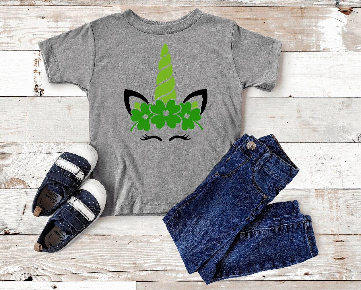 Unicorn with Clover Crown Kid’s Shirt, Toddler/Kids T-Shirt, St. Patrick’s Day Shirt