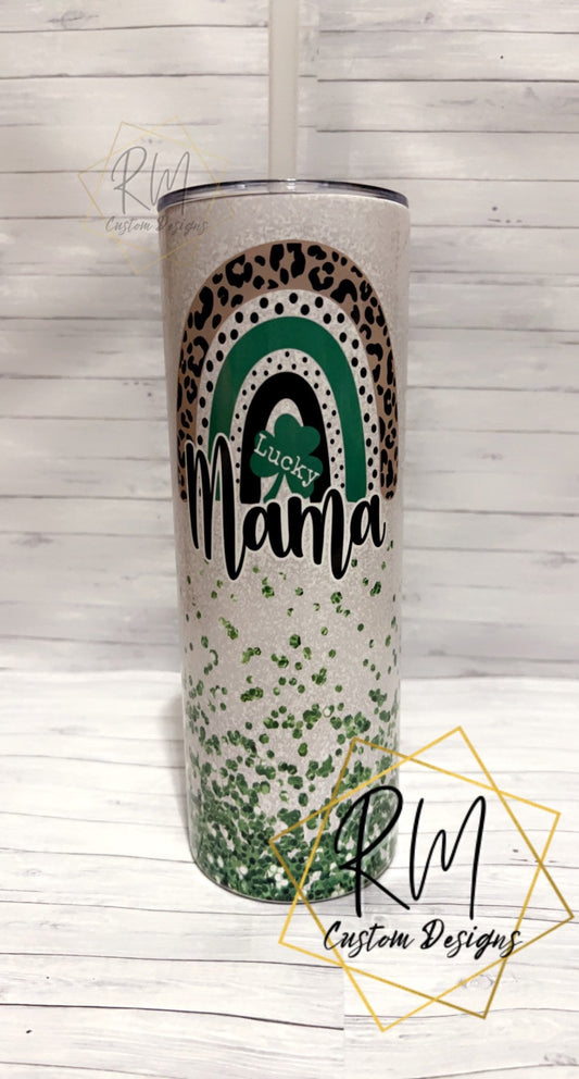 Lucky Mama Tumbler, St. Patrick’s Day Tumbler, 20 oz Tumbler